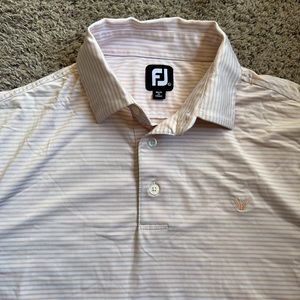 Footjoy Golf Polo Shirt Large Windsong Farms Golf Club Minnesota orange stripes